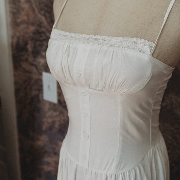 Milkmaid Dress Full Length Maxi With Ruffles Bustier Style New NWT Women - Picture 3 of 7